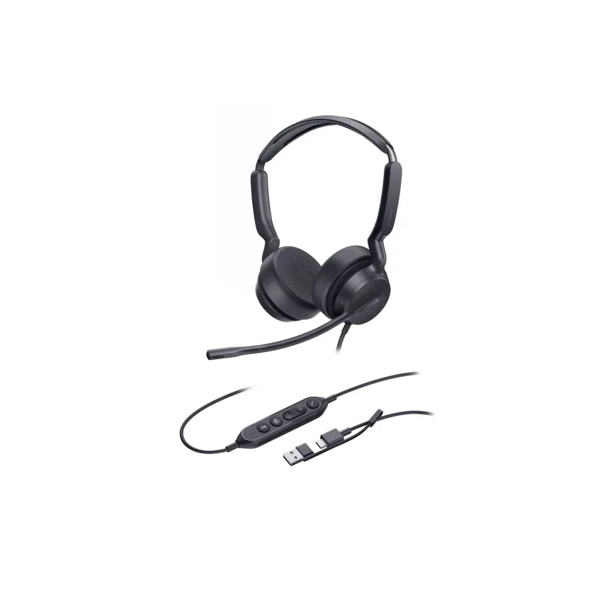 Yealink UH42 2 ear wired headset with inline controls and usb adapter
