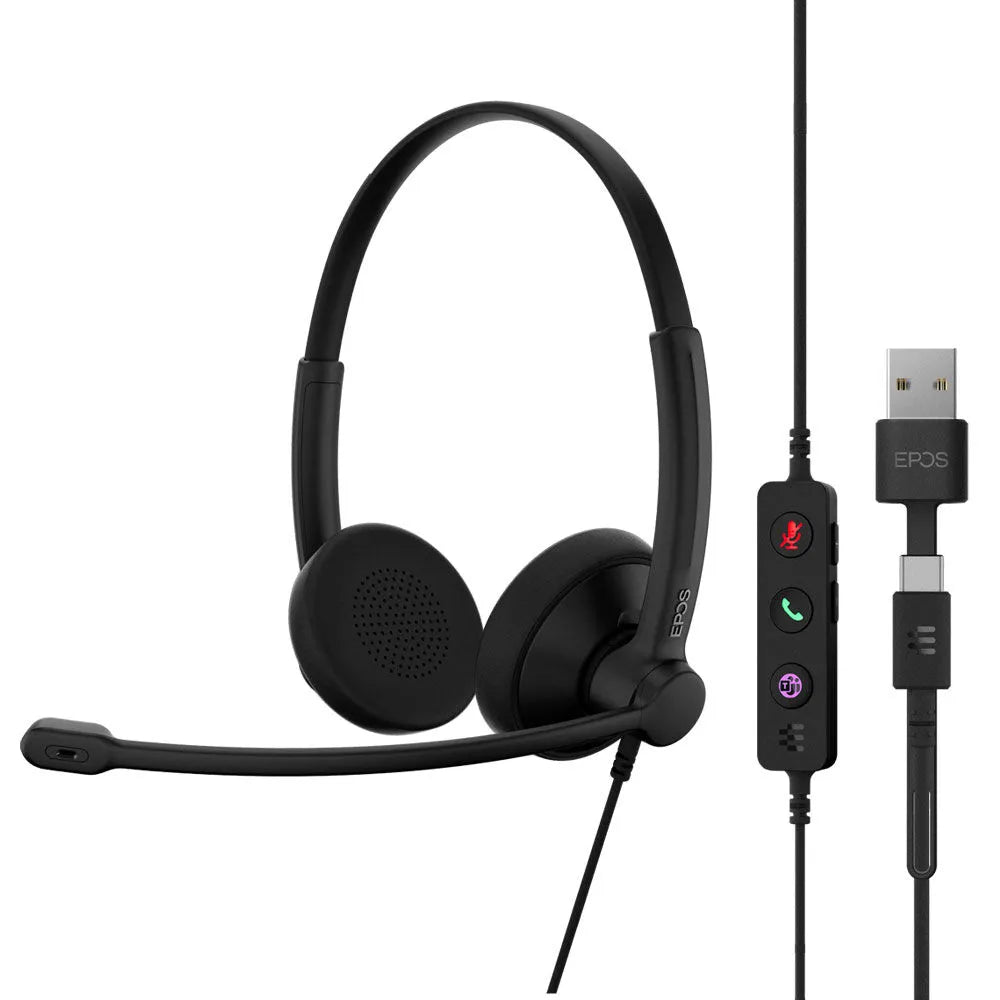 EPOS IMPACT 100 UC Stereo USB-C A Headset met Microfoon, Universal Communications, Ruisonderdrukking, Lichtgewicht, Zachte Oorkussens, USB Adapter, Zakelijke Koptelefoon UC Gebruik, Zwart EPOS IMPACT 100 UC Stereo USB-C A Headset met Microfoon, Universal Communications, Ruisonderdrukking, Lichtgewicht, Zachte Oorkussens, USB Adapter, Zakelijke Koptelefoon UC Gebruik, Zwart