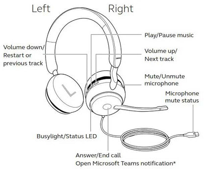 Jabra Evolve2 40 USB MS Stereo Headset