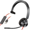 Poly Blackwire 3310 USB Headset with switch unit