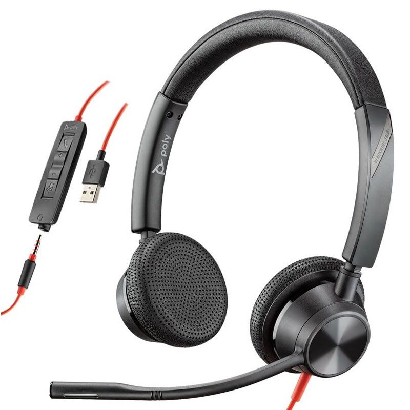 Poly Blackwire 3325 USB Headset with switch unit