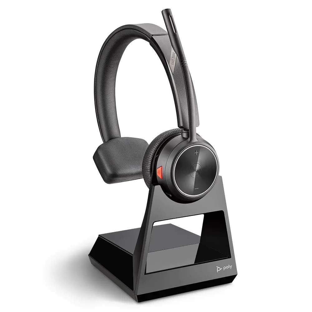 Poly Savi 7210 OFFICE Monaural DECT Headset on stand
