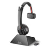 Poly Savi 8210 OFFICE UC MS DECT Monaural Headset on stand